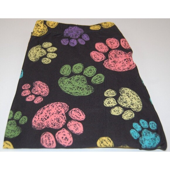 Plus Size Women Brown & Black Dog Paw Print Full Length Leggings - Picture 4 of 5